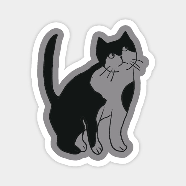 gray-white drawing in minimalistic style Bad cat Magnet by sonaart