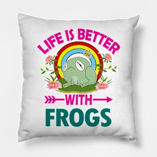 Life Is Better With Frogs Pillow