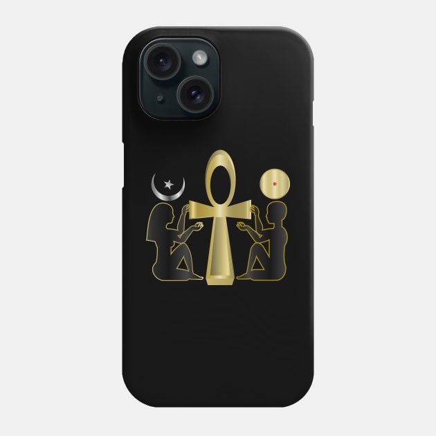 Male Female Gold Ankh - Black Phone Case by geodesyn