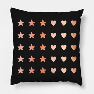 Back to School Pink and Coral Gradient Hearts and Stars Pillow