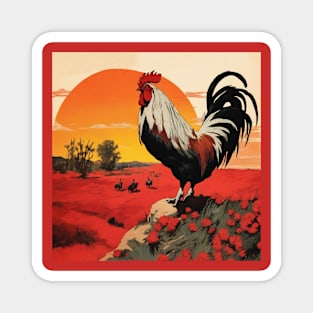 Rooster in the sunset Magnet