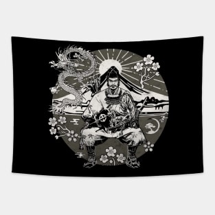 Streetwear Samurai Dragon Vaporwave Sakura Fuji Japanese Aesthetic 627 Tapestry