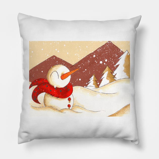 Mountain Flurry Pillow by KristenOKeefeArt