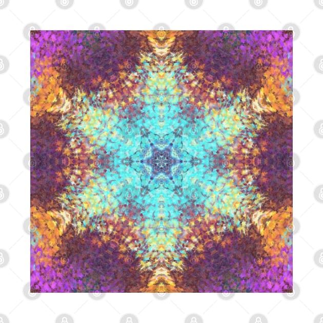 Digital Mandala Blue Yellow and Purple by WormholeOrbital