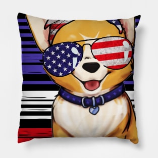 Corgi 4th of July Funny Dog Pillow