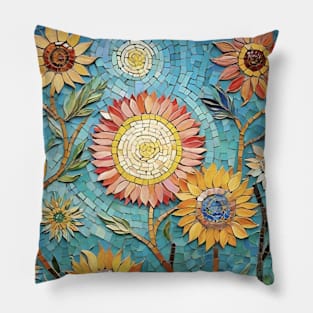 Sunflowers in Mosaic: Van Gogh's Radiant Bloom Pillow