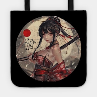 Japanese Samurai Girl Round Tote