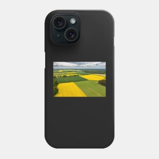 Agricultural landscape, fields of yellow colza and green grain Phone Case