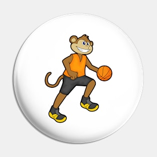 Monkey at Basketball Sports Pin