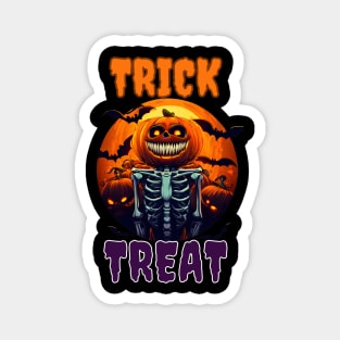 Trick Or Treat pumpkin head skeleton halloween Magnet