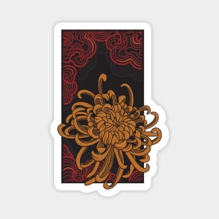 Red lantern of the blossoming golden chrysanthemum Magnet