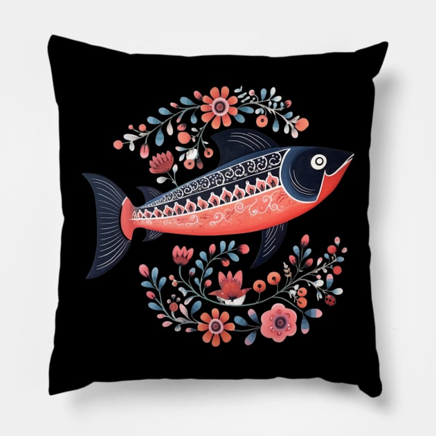 A Cute Salmon Scandinavian Art Style Pillow by Studio Red Koala