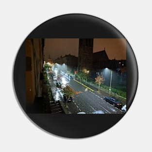 Edinburgh Night Rain Street Pin