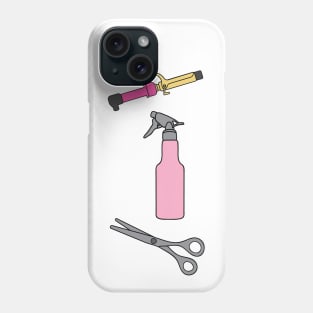 Hair Stylist Curling Iron, Spray Bottle, Shears, Scissors Phone Case