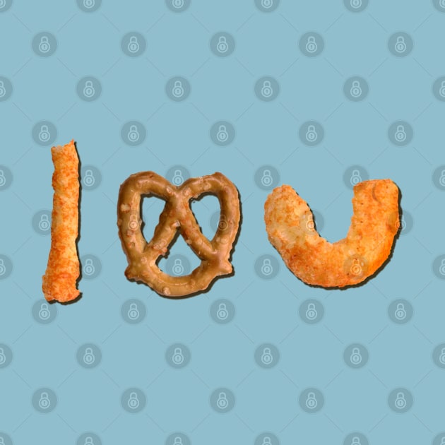 I Love You Text Cheese Snack and Pretzel by NaturalDesign
