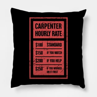 Funny Carpenter Hourly Rate Pillow