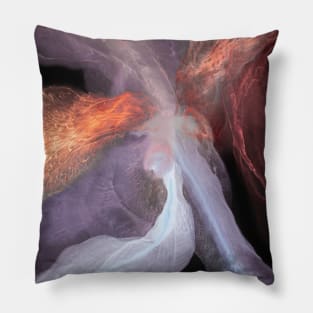 Alcohol ink abstract pink, purple, gold on a black background. Style incorporates the swirls of marble or the ripples of agate. Pillow