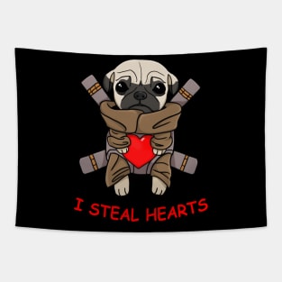 Valentines Day gift baby Pug dog I Steal Hearts Pug Lover T-Shirt Tapestry