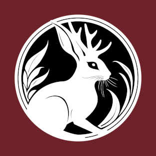 White Jackalope Mythical Creature Folklore Art T-Shirt