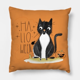 Happy Halloween Kitty Pillow