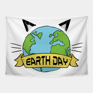 Cat Earth Day Tapestry