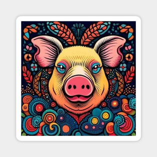 Porky the Psychedelic and Colorful Pig Magnet