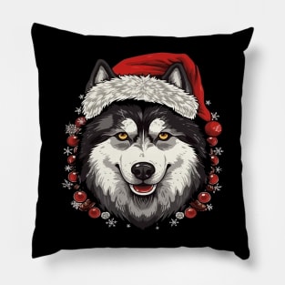 Siberian Husky Christmas Pillow