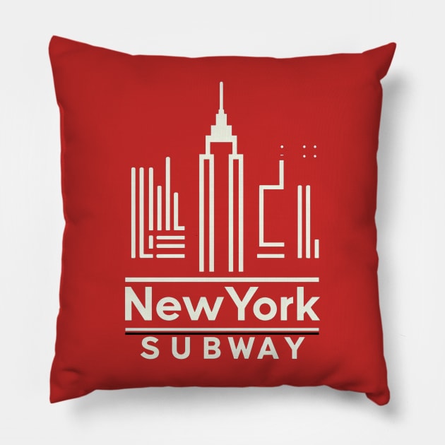 New York Subway NYC Subway Minimalist Design Pillow by Nysa Design