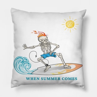 Skeleton surfing, when summer comes Pillow