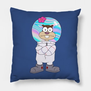 Squirrel Sandy Cheeks from Spongebob stands with his hands folded. Holographic helmet Pillow