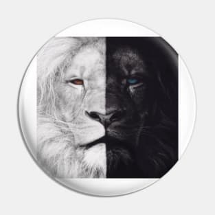 Black and White Lion Pin