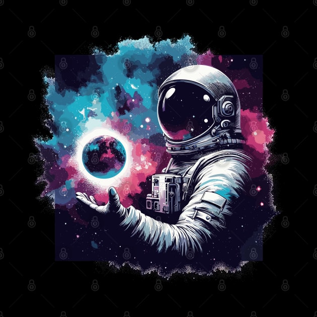 Colorful astronaut in space by TomFrontierArt