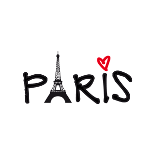 Paris with Eiffel tower and red heart T-Shirt