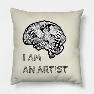 I am an Artist - Quote Abstract Brain Shape Pillow