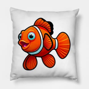 featuring a bright orange clownfish swimming among sea anemones. Pillow