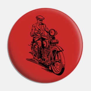 Vintage Old School Motorcycle Rider Graphic Pin