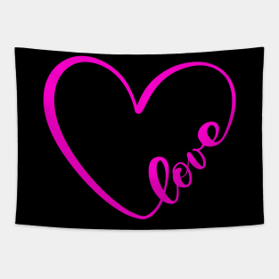 HOT Pink Heart Shape - Heart Art Tapestry