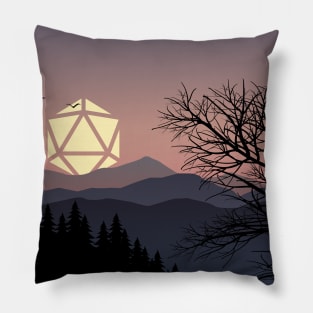 Mountain Birds Sunset D20 Dice Sun Tabletop RPG Maps and Landscapes Pillow