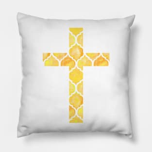 Yellow Easter Cross Design Pillow