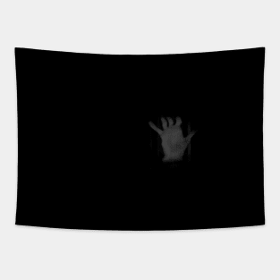 Distorted hand of a man in the dark. Tapestry