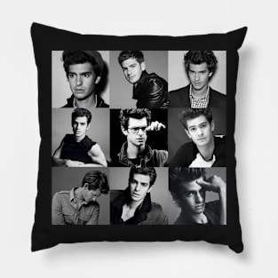 Andrew Garfield Collage Black and White Pillow