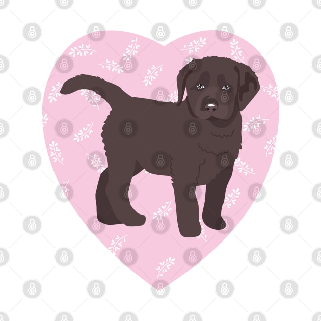 Chocolate Labrador Puppy Love Pink Heart by HotPinkStudio.Me