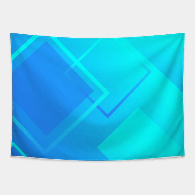 Geometric Aqua And Blue Diamond Art Deco Pattern Design Tapestry by Pattern Plans