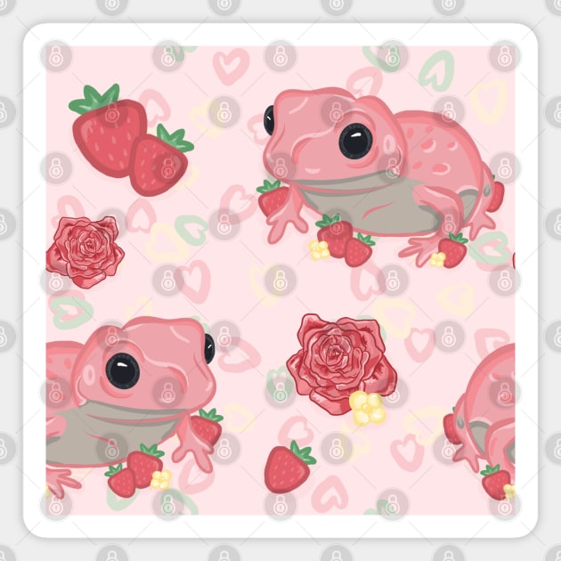 Pink Frog in the Pink Garden - Aesthetic Frog - Magnet