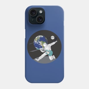 Spaceman playing electric guitar on another planet in our Galaxy Phone Case