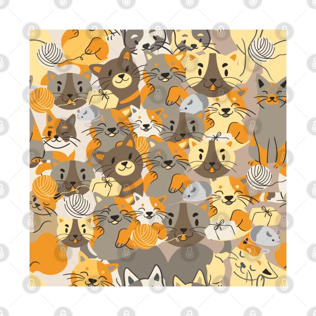 Cute Cats Orange and Grey by chimmychupink