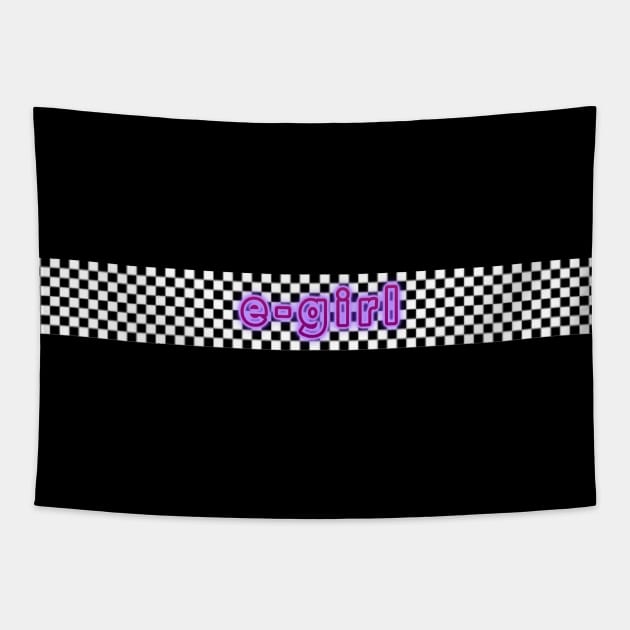 E-girl purple checkered design black and white Tapestry by Uniskull