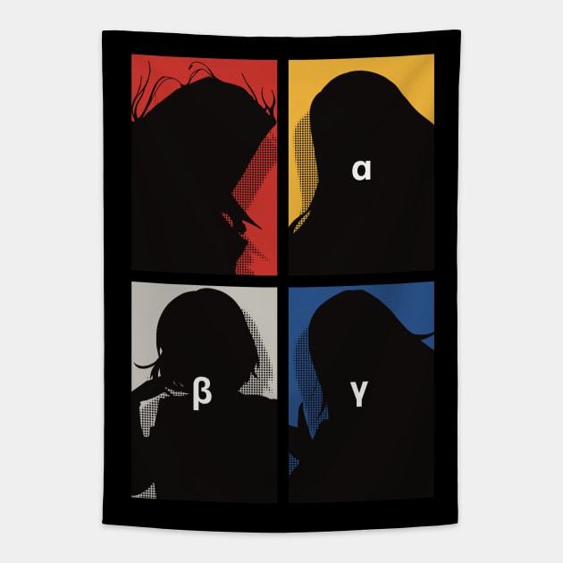 All The Main Characters In The Eminence In Shadow Anime In A Cool Black Silhouette Pop Art Design With Their Names Symbol In Colorful Background Tapestry by Animangapoi