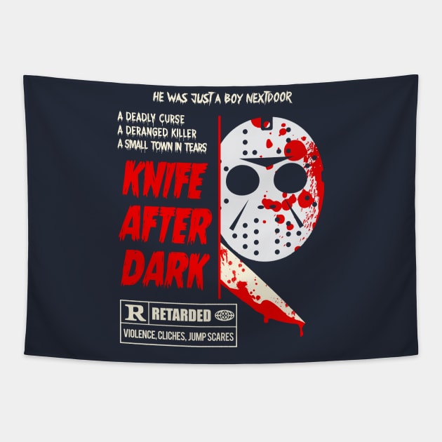 Knife after Dark - Slasher Parody Tapestry by NorthWestDesigns