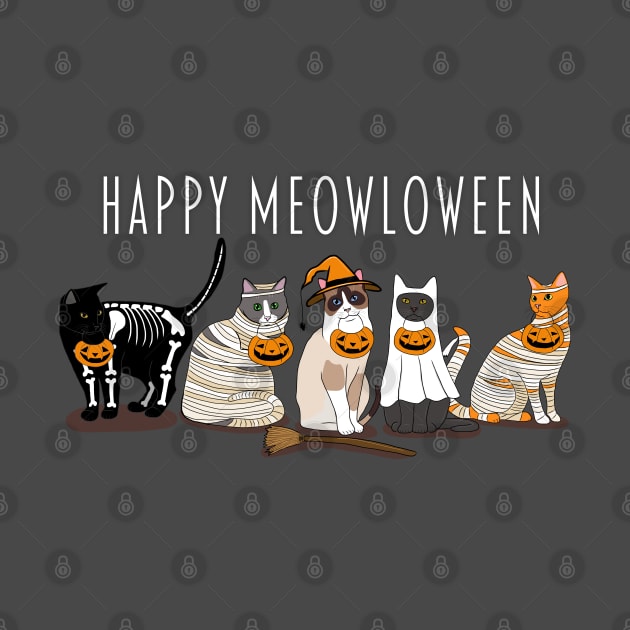 Happy Meowloween Cats by KilkennyCat Art